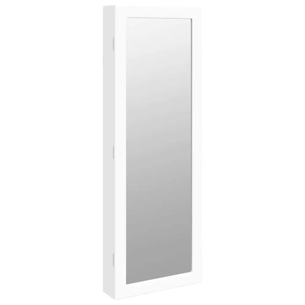 Mirror Jewellery Cabinet with LED Lights Wall Mounted White 353235