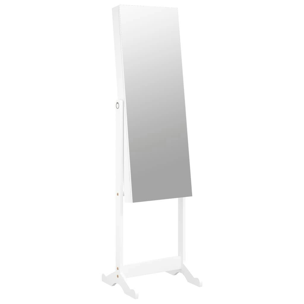 Mirror Jewellery Cabinet Free Standing White 42x38x152 cm 353256