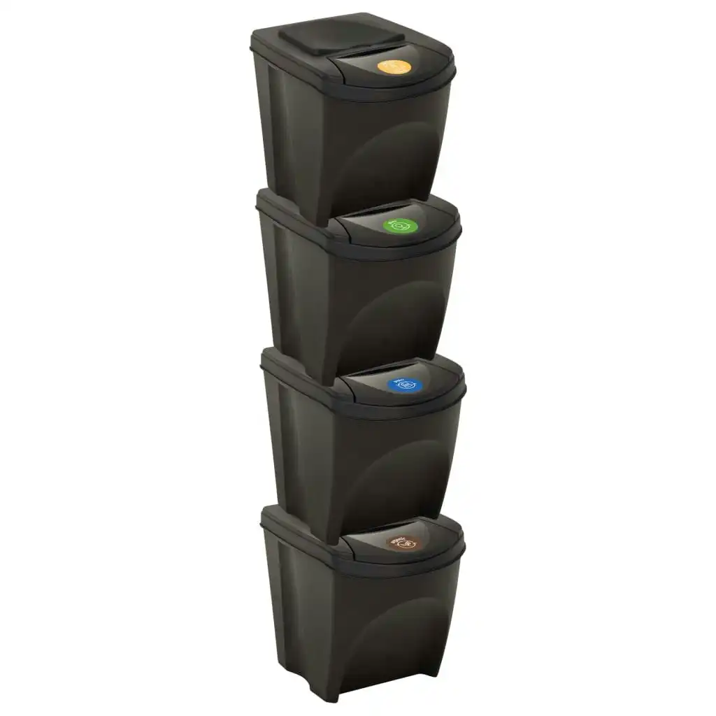 Stackable Garbage Bin Boxes 4 pcs Anthracite 100 L Polypropylene 316185