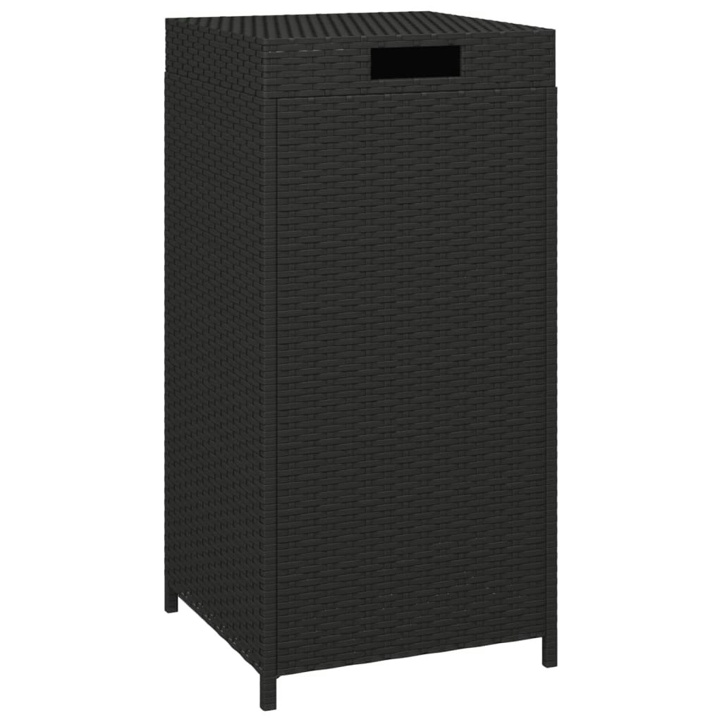 Trash Bin Black 40x40x80 cm Poly Rattan 319410