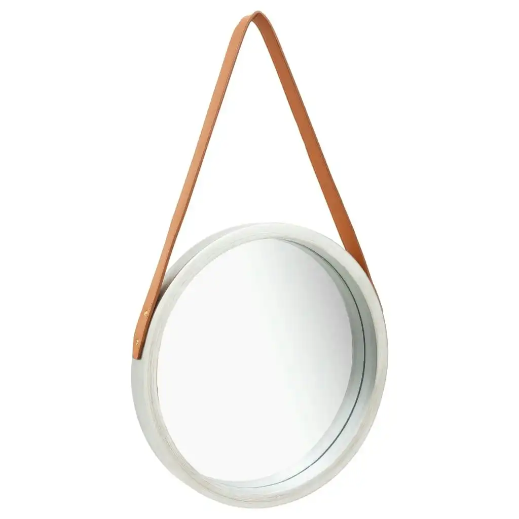 Wall Mirror with Strap 40 cm Silver 320362