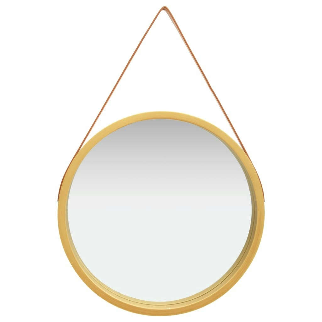 Wall Mirror with Strap 60 cm Gold 320369