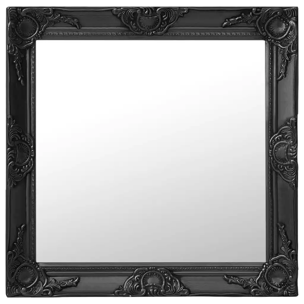 Wall Mirror Baroque Style 60x60 cm Black 320335