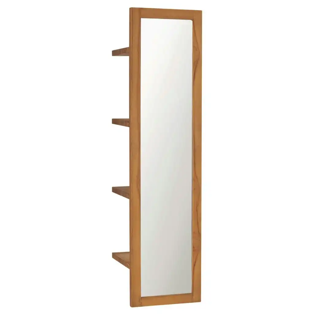 Wall Mirror with Shelves 30x30x120 cm Solid Teak Wood 289070