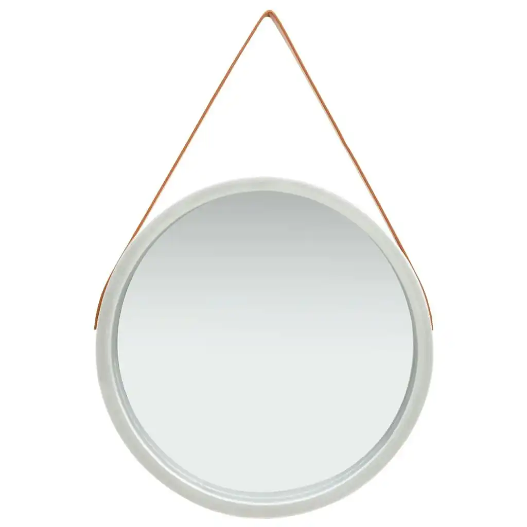 Wall Mirror with Strap 60 cm Silver 320370