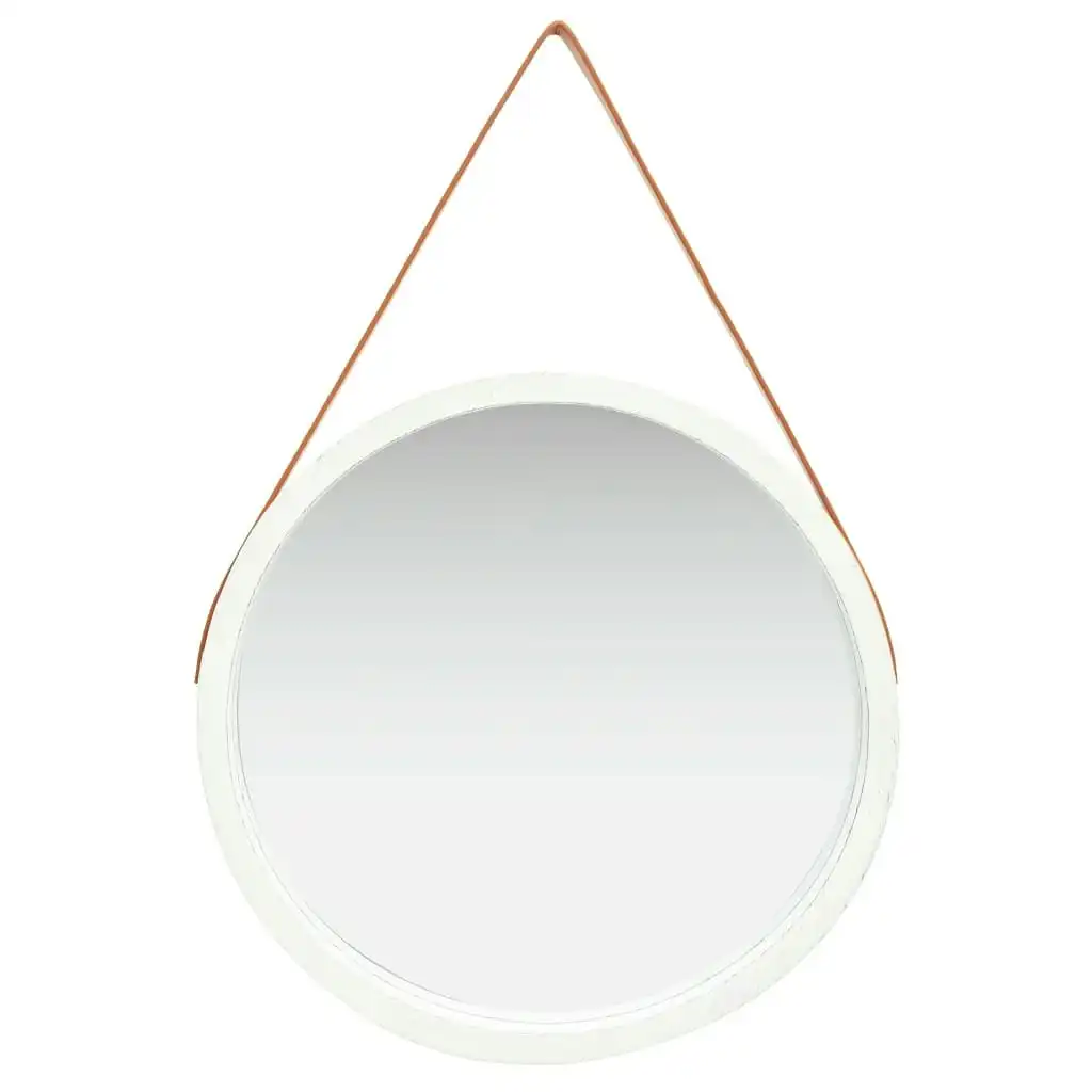 Wall Mirror with Strap 60 cm White 320368