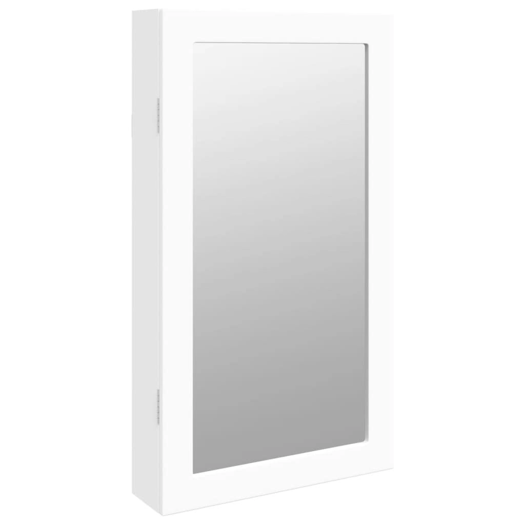 Mirror Jewellery Cabinet with LED Lights Wall Mounted White 353229