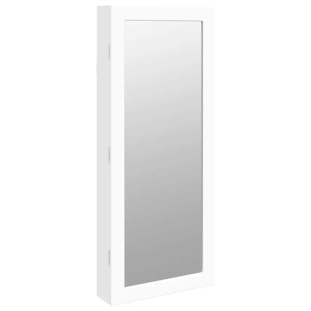 Mirror Jewellery Cabinet with LED Lights Wall Mounted White 353232