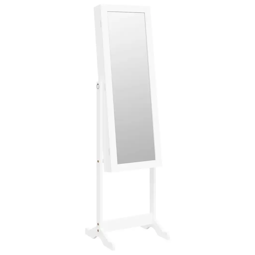 Mirror Jewellery Cabinet with LED Lights Free Standing White 353259