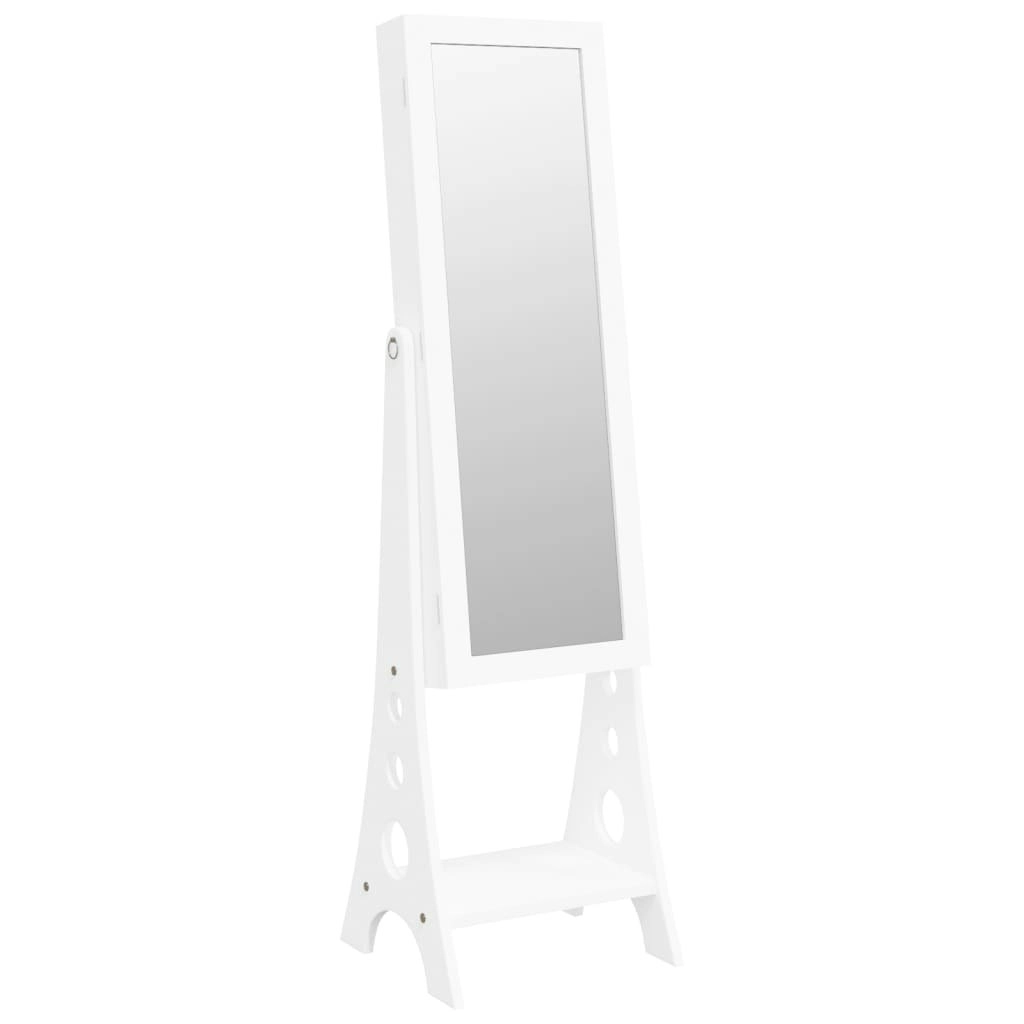 Mirror Jewellery Cabinet with LED Lights Free Standing White 353265