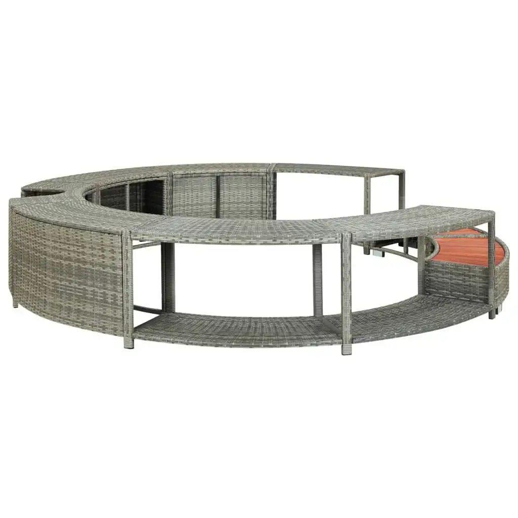 Hot Tub Surround Grey Poly Rattan 46459