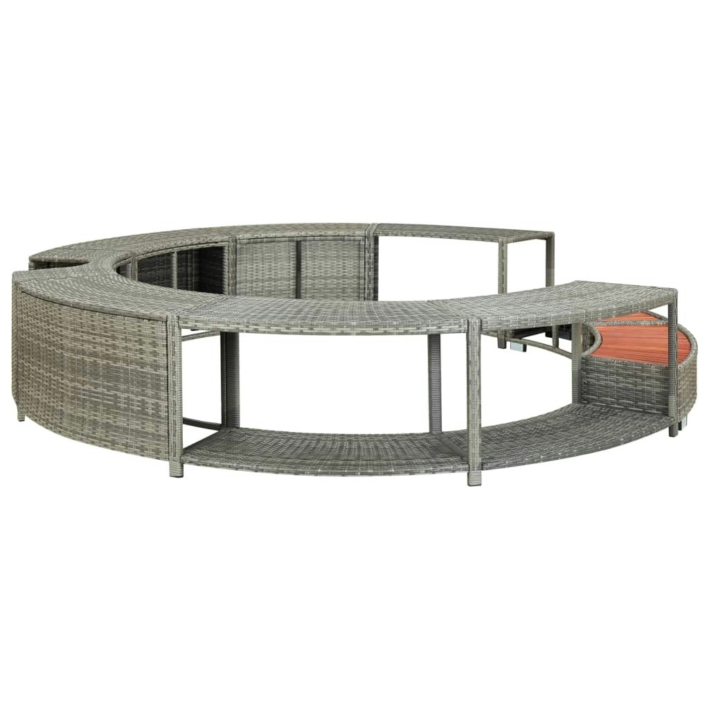 Hot Tub Surround Grey Poly Rattan 46459