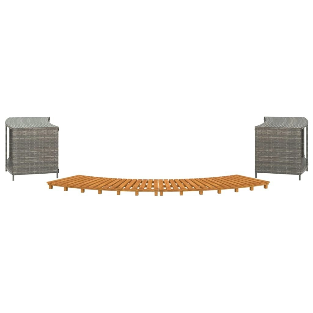 Hot Tub Surround Grey Poly Rattan and Solid Wood Acacia 3157117