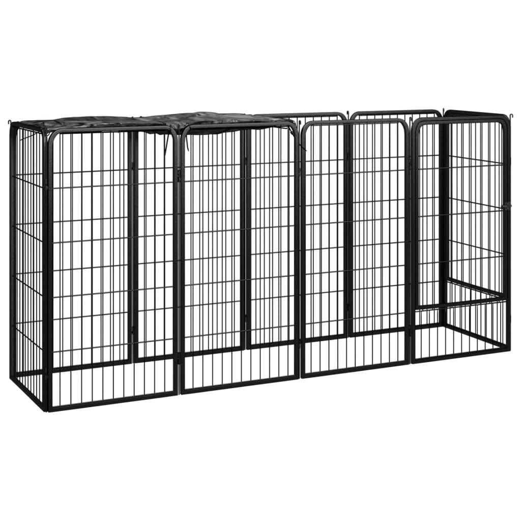 10-Panel Dog Playpen Black 50x100 cm Powder-coated Steel 3115948