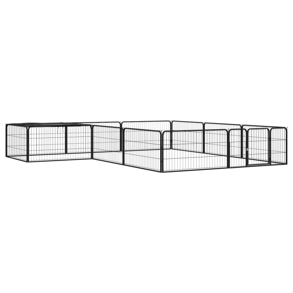 12-Panel Dog Playpen Black 100x50 cm Powder-coated Steel 3115977