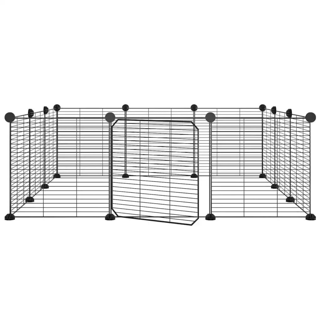 12-Panel Pet Cage with Door Black 35x35 cm Steel 171626