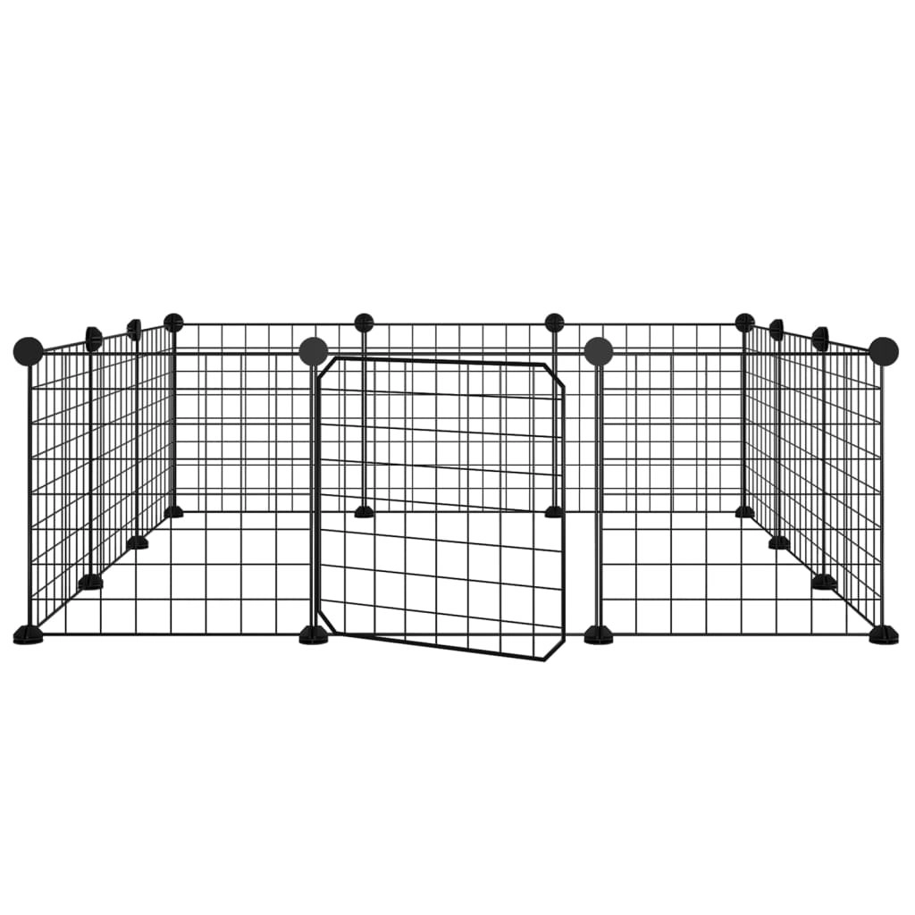 12-Panel Pet Cage with Door Black 35x35 cm Steel 171623