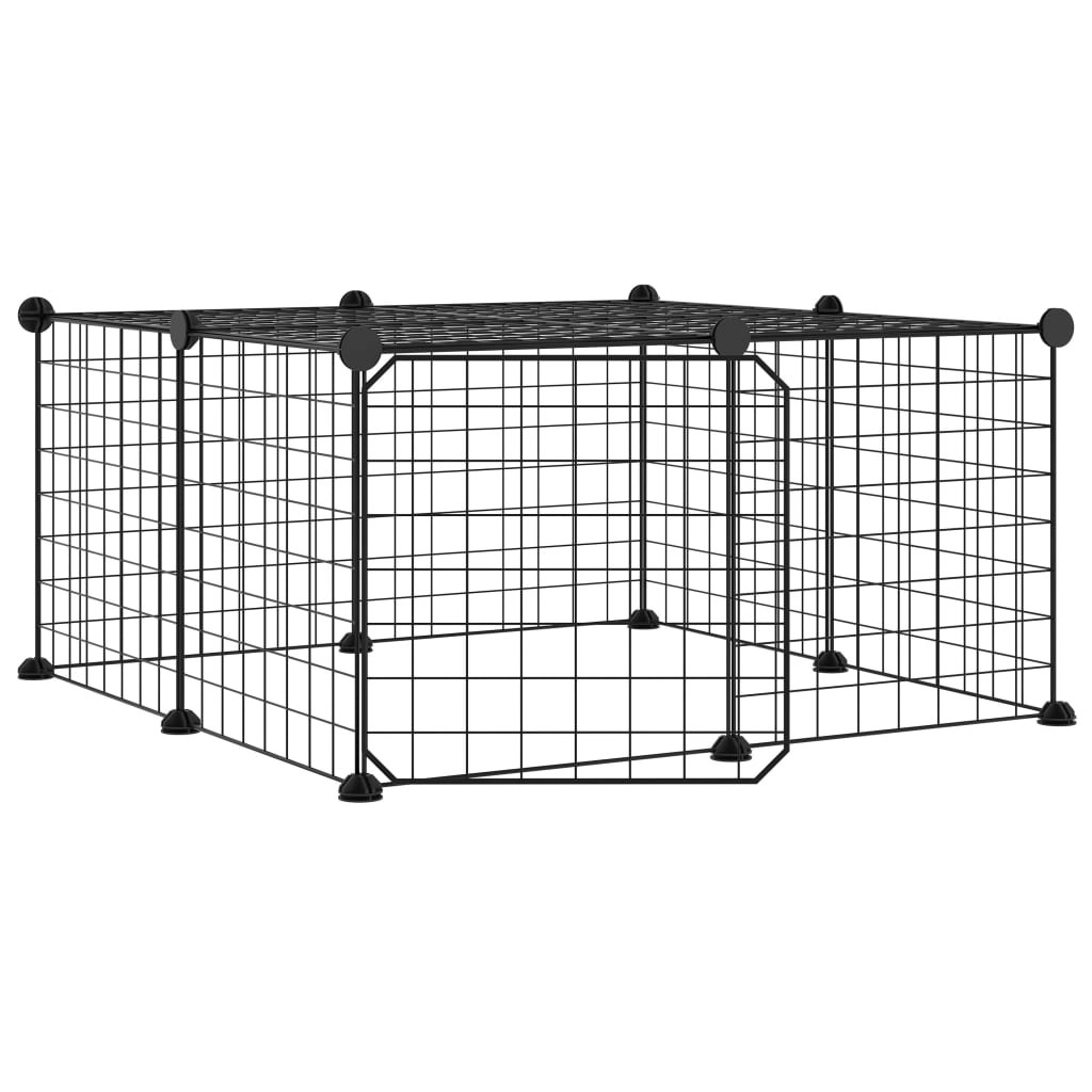 12-Panel Pet Cage with Door Black 35x35 cm Steel 3114051