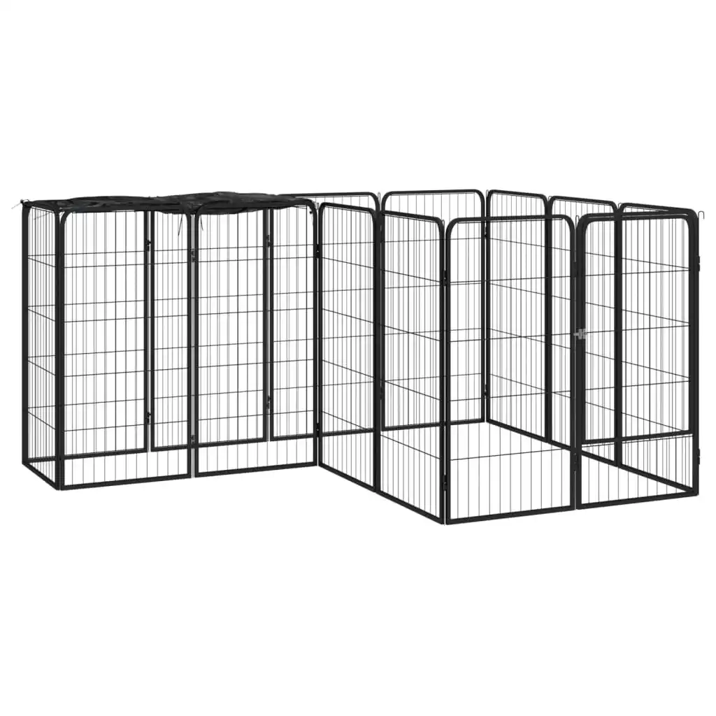 14-Panel Dog Playpen Black 50x100 cm Powder-coated Steel 3115949