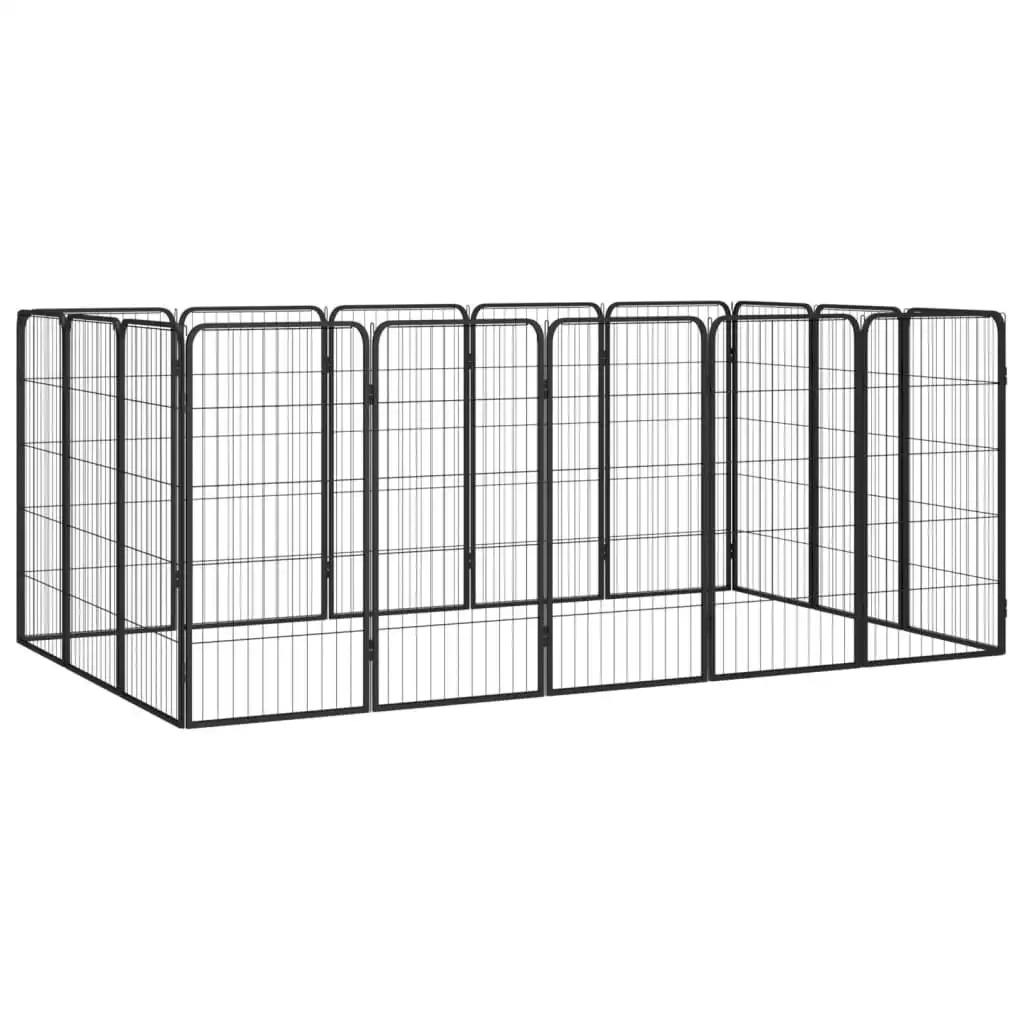 16-Panel Dog Playpen Black 50x100 cm Powder-coated Steel 3115960