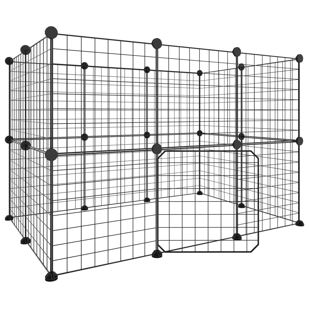 20-Panel Pet Cage with Door Black 35x35 cm Steel 3114037