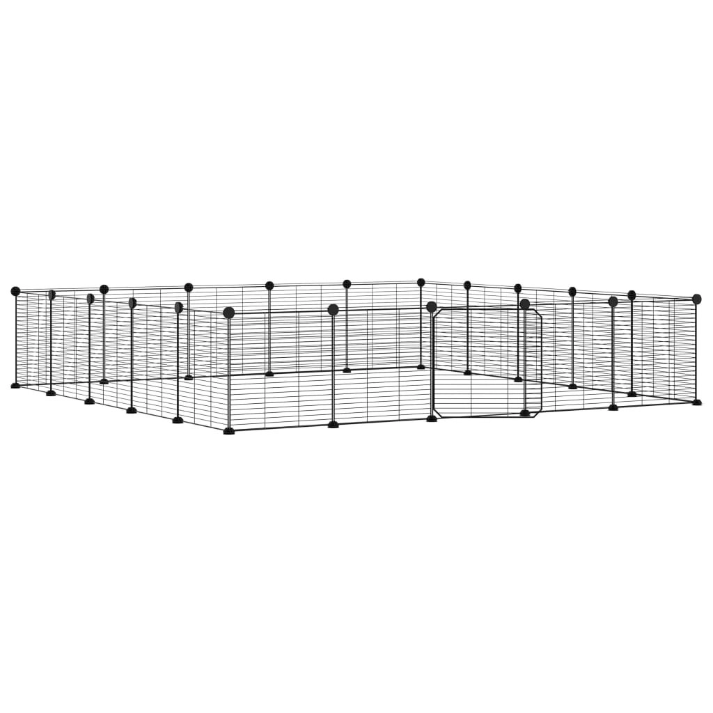 20-Panel Pet Cage with Door Black 35x35 cm Steel 3114025