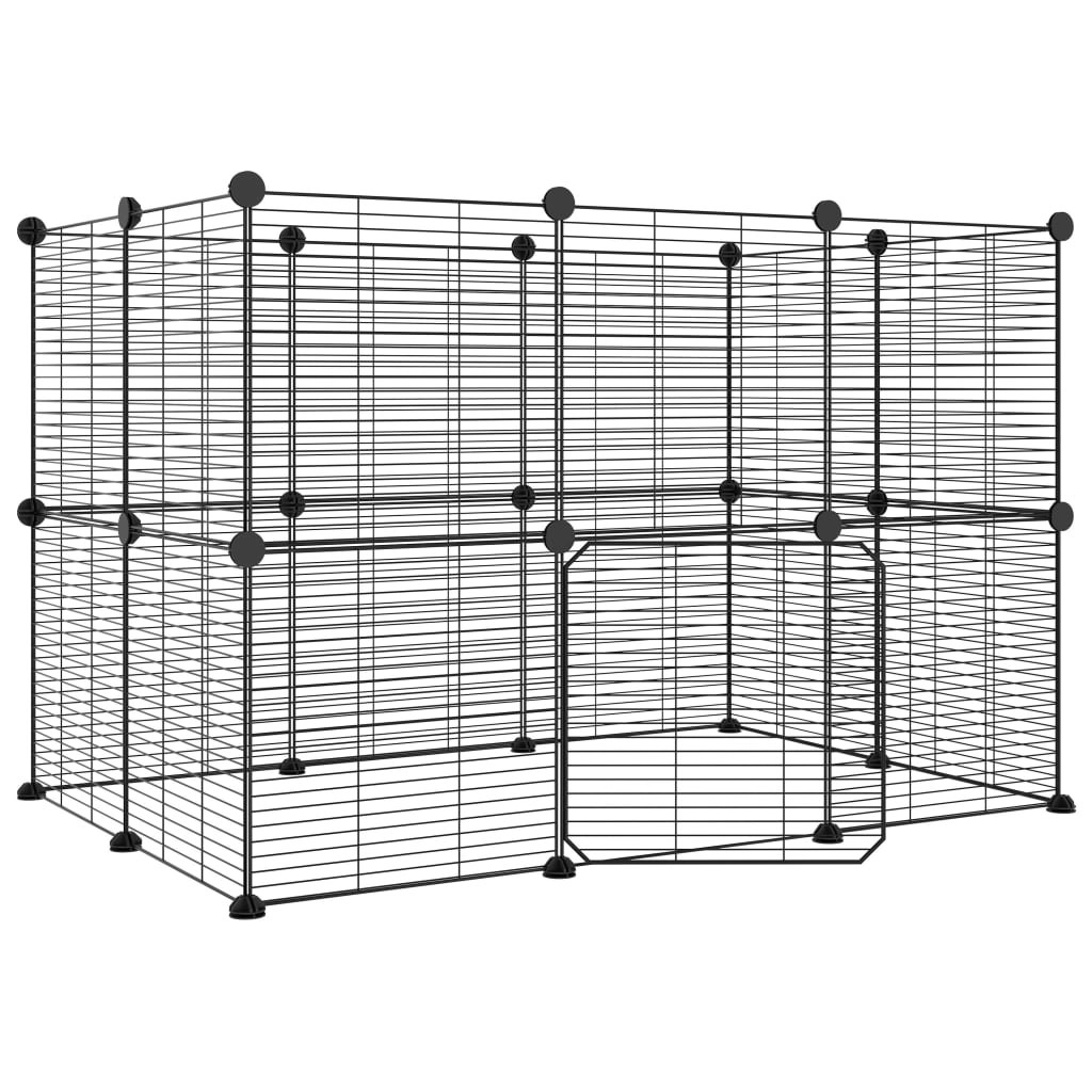 20-Panel Pet Cage with Door Black 35x35 cm Steel 3114043