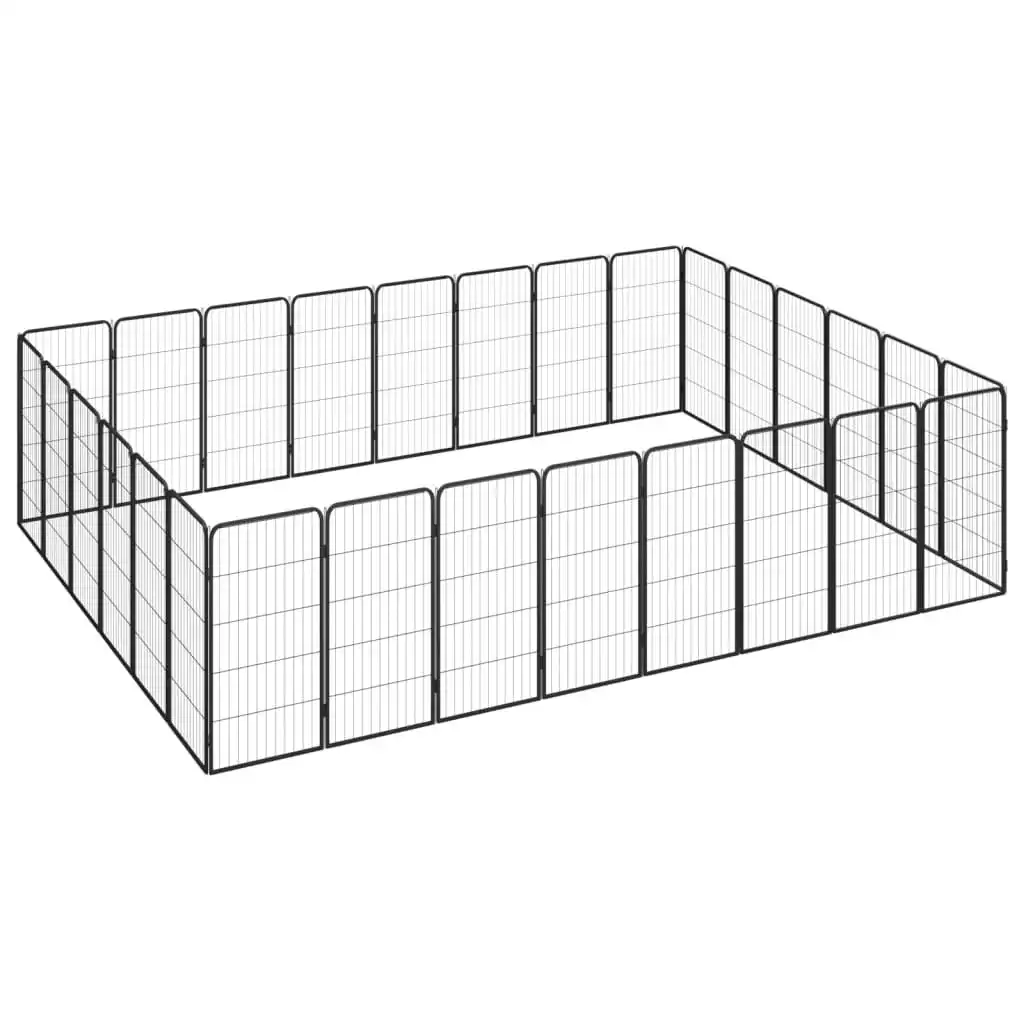 28-Panel Dog Playpen Black 50x100 cm Powder-coated Steel 3115963