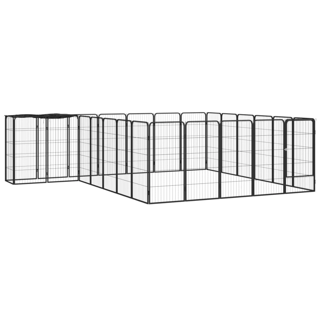 26-Panel Dog Playpen Black 50x100 cm Powder-coated Steel 3115952