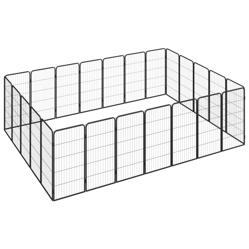 24-Panel Dog Playpen Black 50x100 cm Powder-coated Steel 3115962