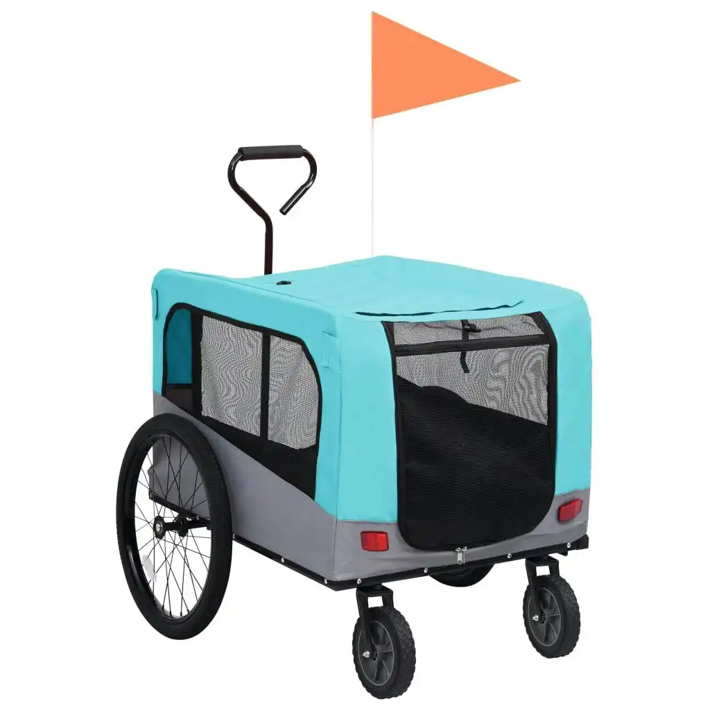 2-in-1 Pet Bike Trailer and Jogging Stroller Blue and Grey 92441