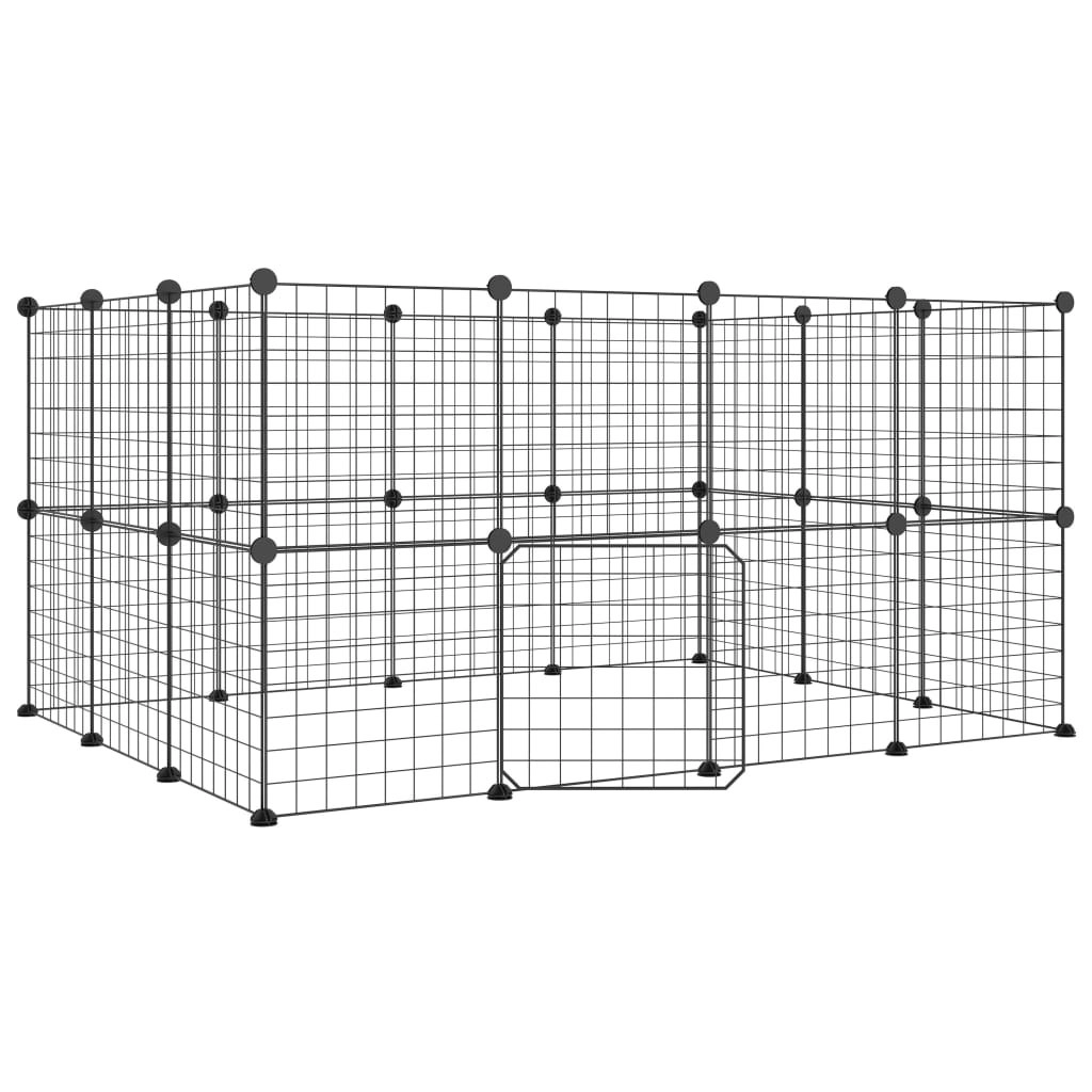 28-Panel Pet Cage with Door Black 35x35 cm Steel 3114038