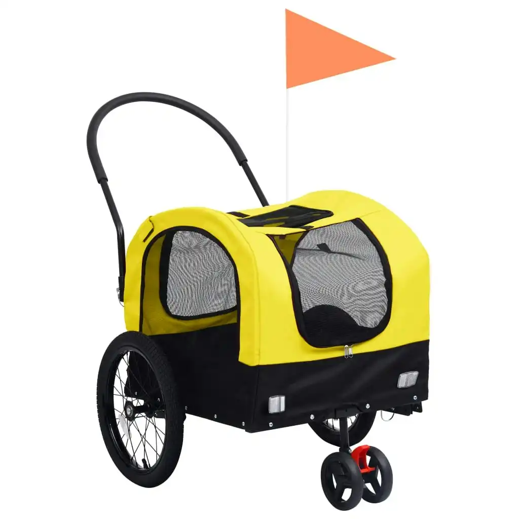 2-in-1 Pet Bike Trailer and Jogging Stroller Yellow and Black 92439