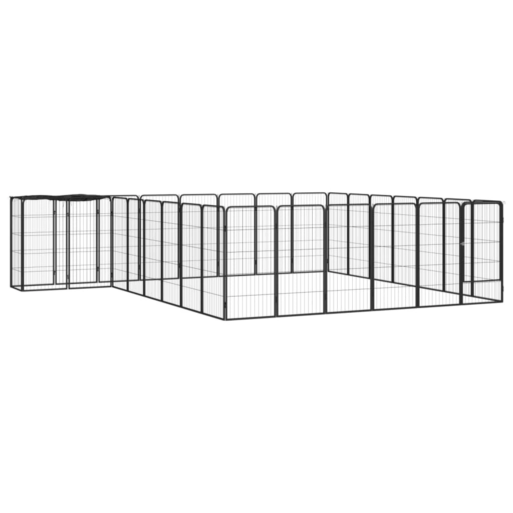 30-Panel Dog Playpen Black 50x100 cm Powder-coated Steel 3115953