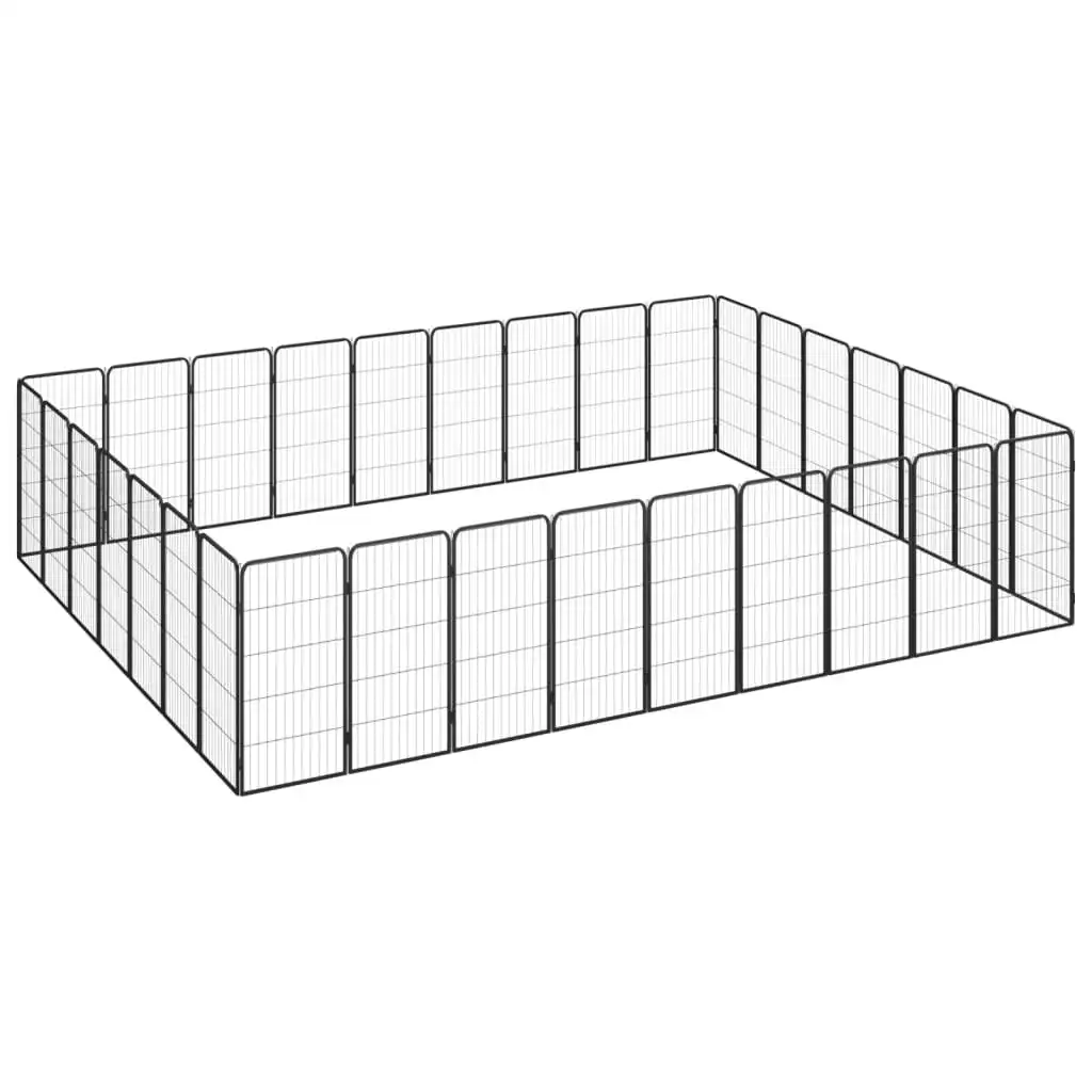 32-Panel Dog Playpen Black 50x100 cm Powder-coated Steel 3115964