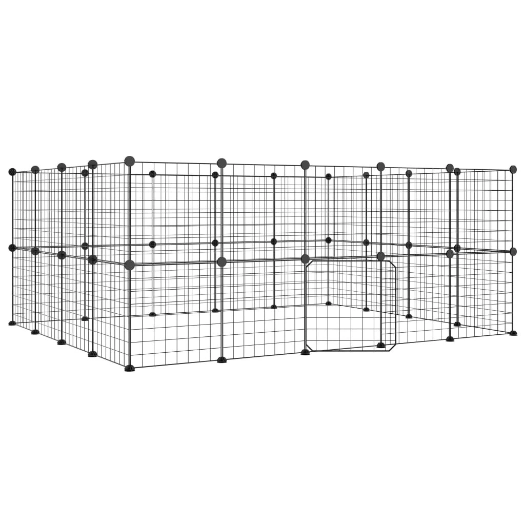 36-Panel Pet Cage with Door Black 35x35 cm Steel 3114039