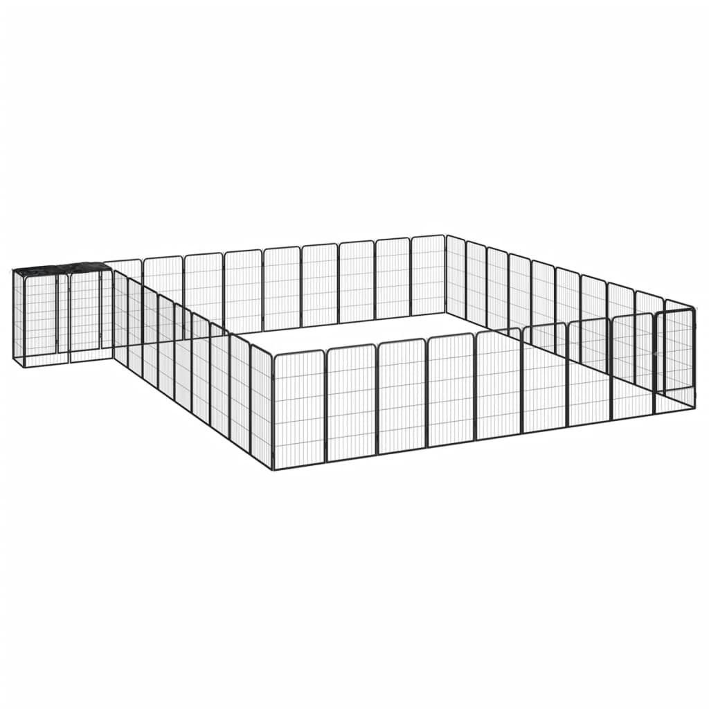 42-Panel Dog Playpen Black 50x100 cm Powder-coated Steel 3115956