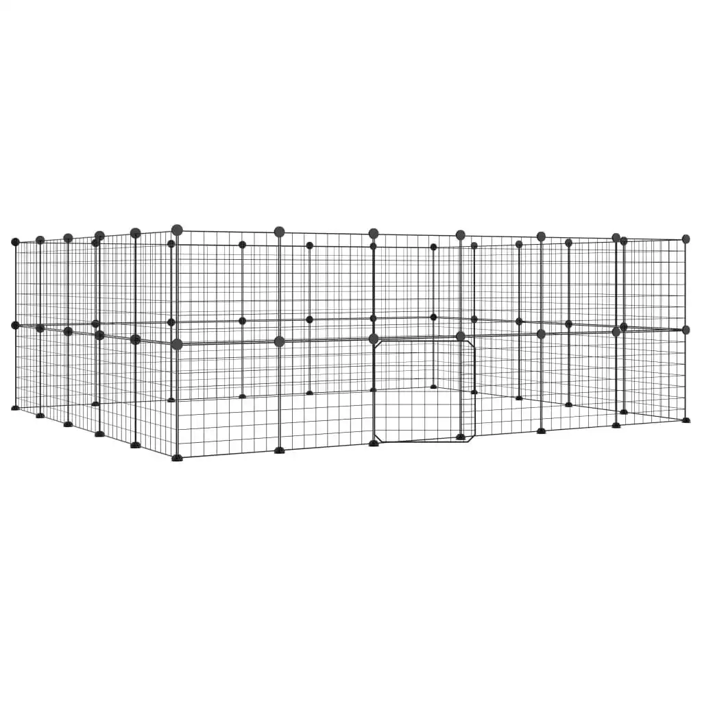 44-Panel Pet Cage with Door Black 35x35 cm Steel 3114040