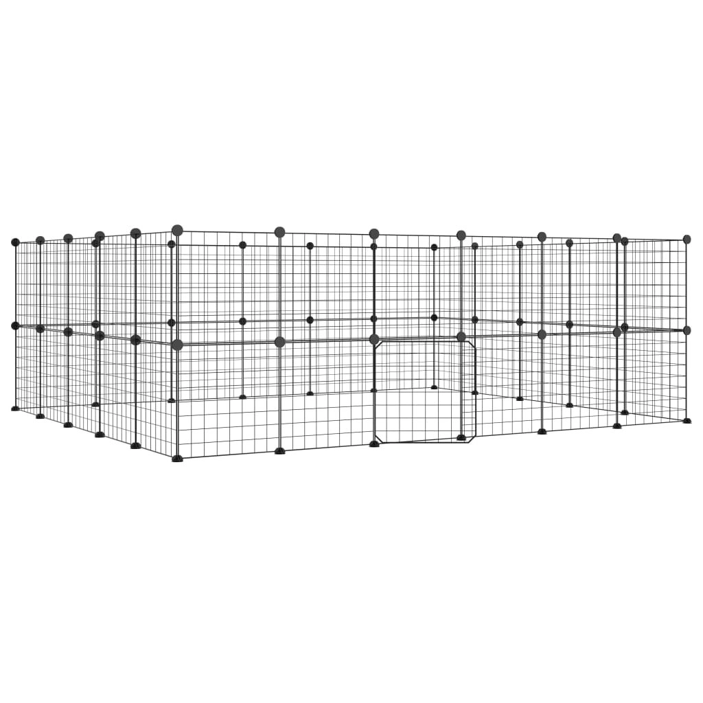 44-Panel Pet Cage with Door Black 35x35 cm Steel 3114040