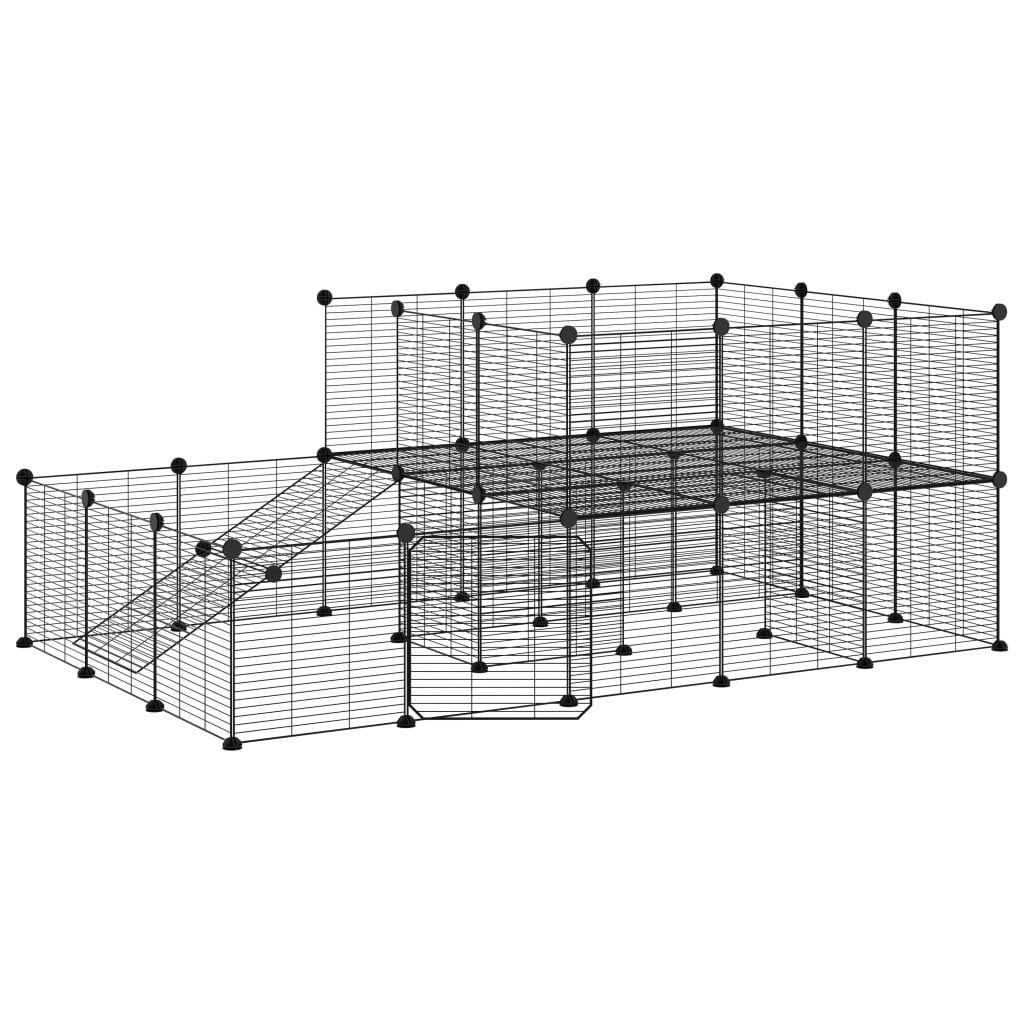 44-Panel Pet Cage with Door Black 35x35 cm Steel 3114063