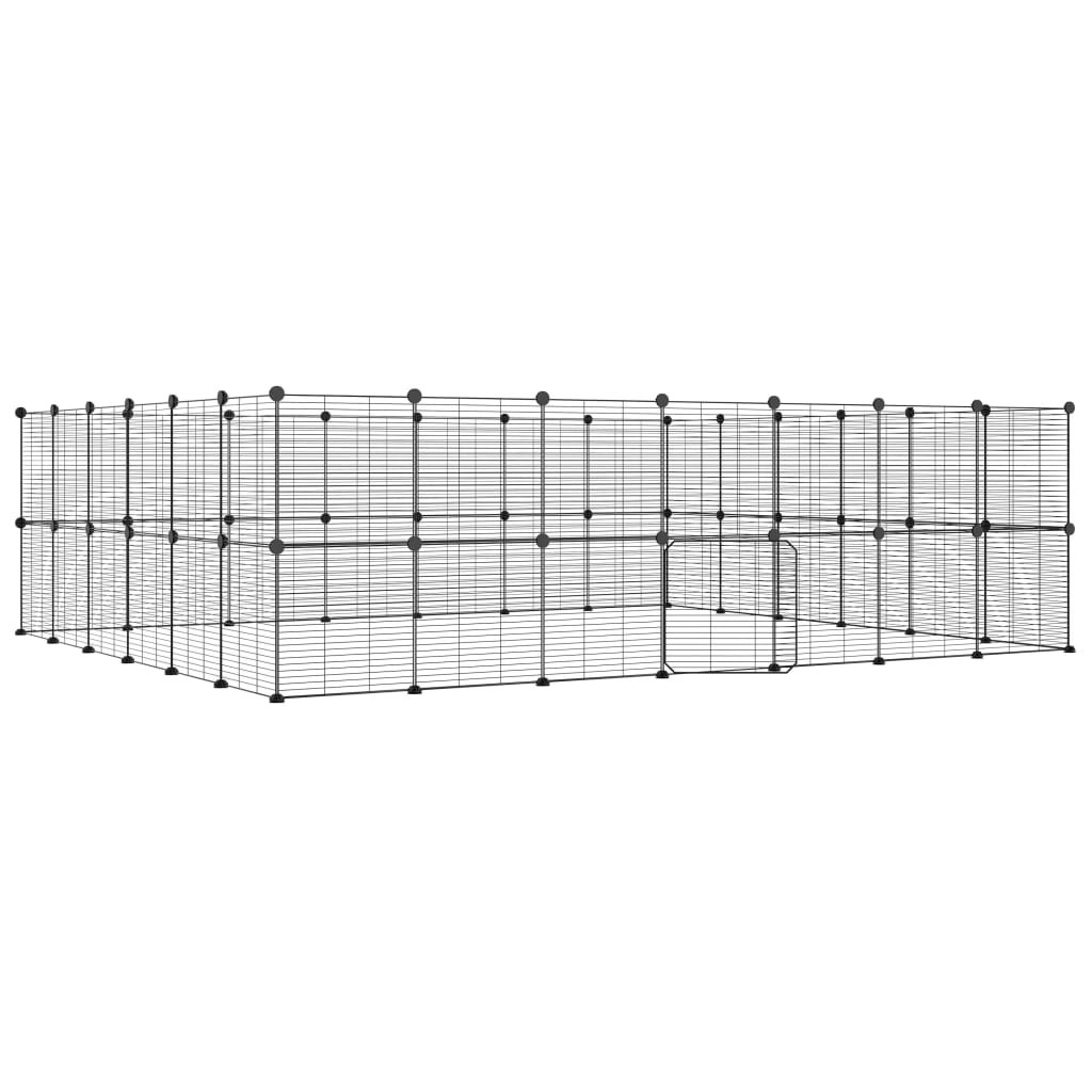 52-Panel Pet Cage with Door Black 35x35 cm Steel 3114047