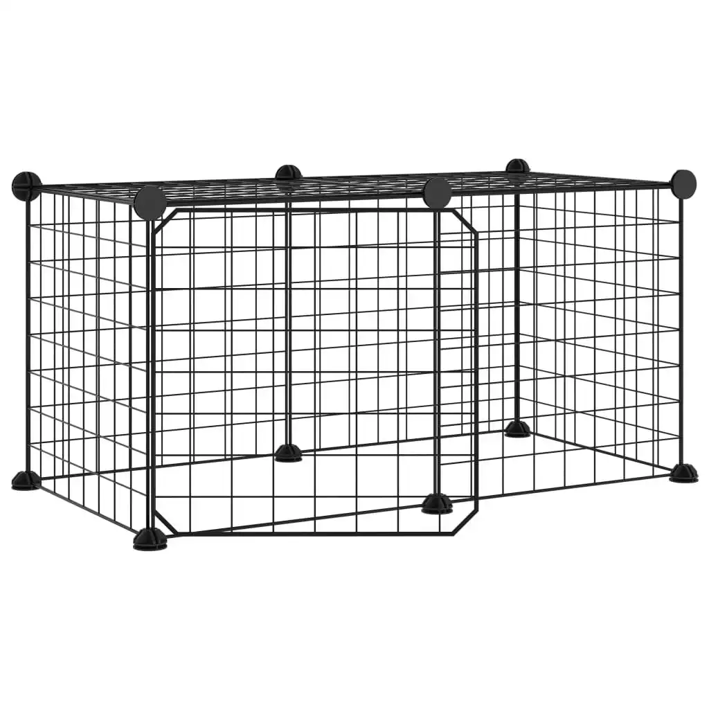 8-Panel Pet Cage with Door Black 35x35 cm Steel 3114050