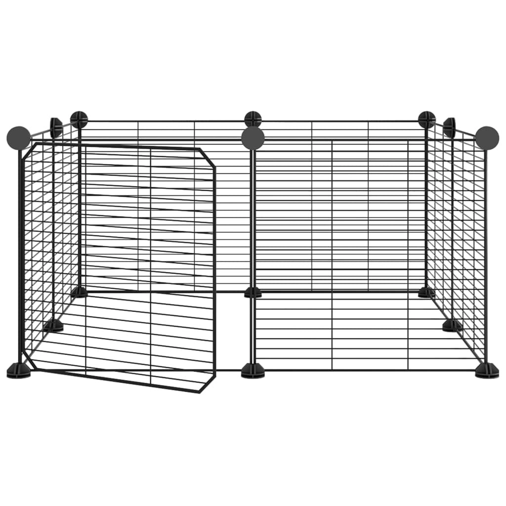 8-Panel Pet Cage with Door Black 35x35 cm Steel 171625