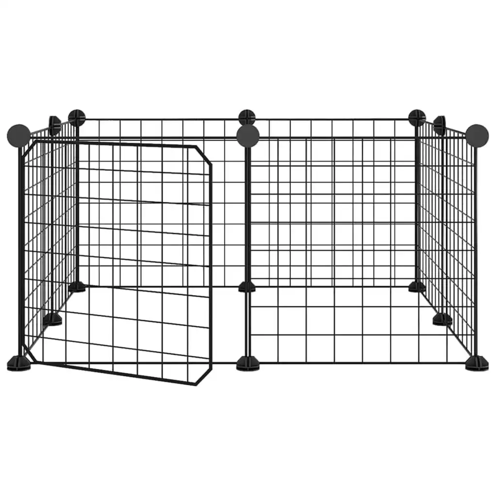 8-Panel Pet Cage with Door Black 35x35 cm Steel 171622