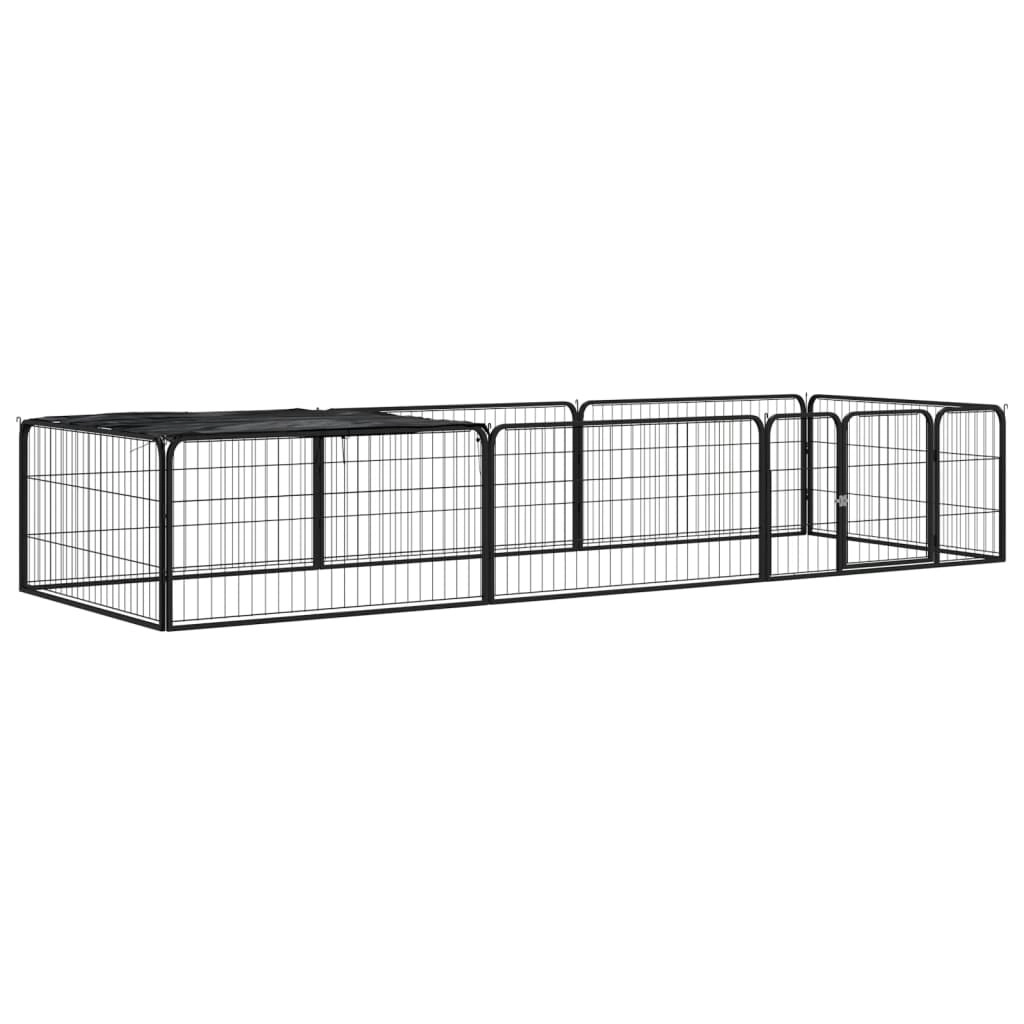 8-Panel Dog Playpen Black 100x50 cm Powder-coated Steel 3115976