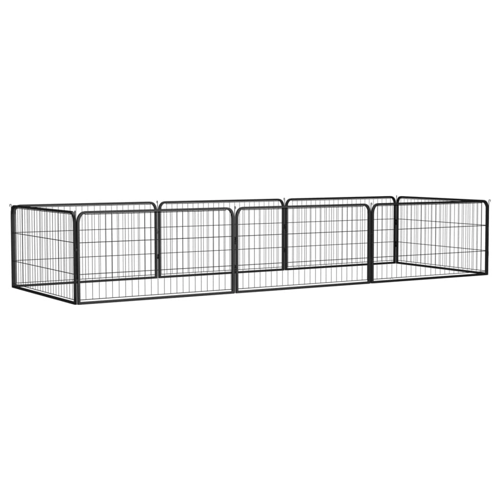 8-Panel Dog Playpen Black 100x50 cm Powder-coated Steel 3115967