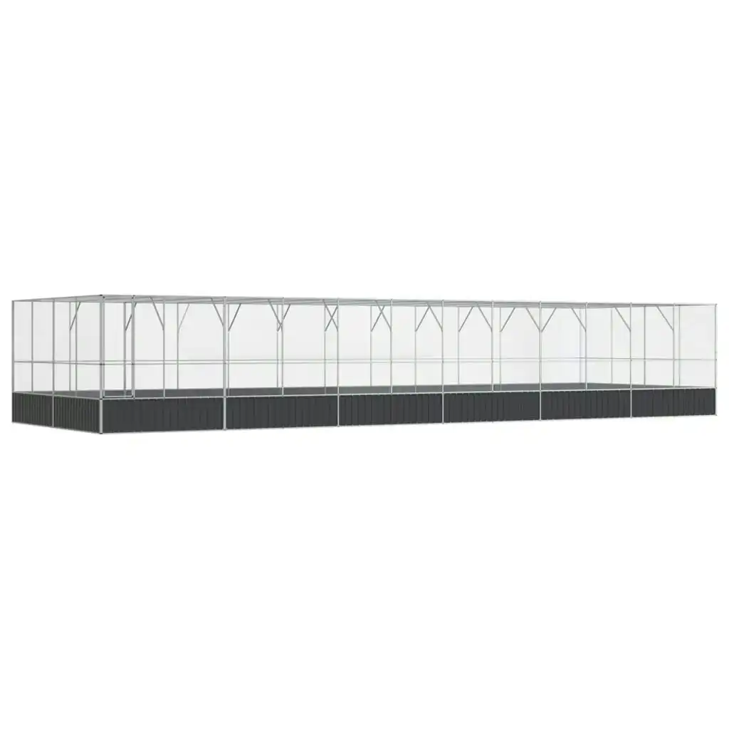 Aviary with Extension Silver 1246x414x212 cm Steel 3214282