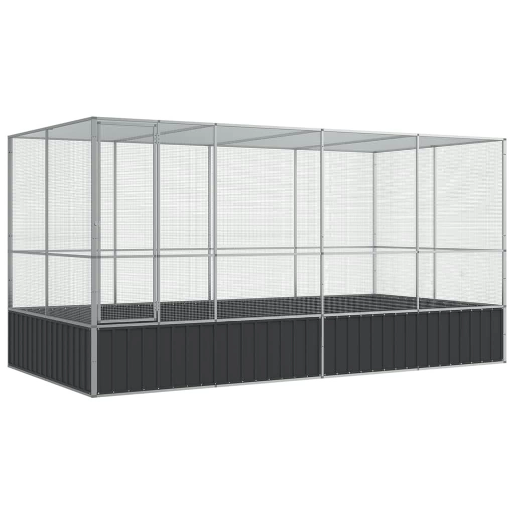 Aviary with Extension Silver 418x207x212 cm Steel 3214272