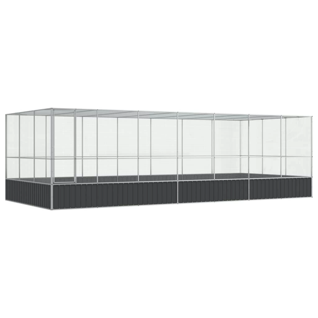 Aviary with Extension Silver 725x307x212 cm Steel 3214278