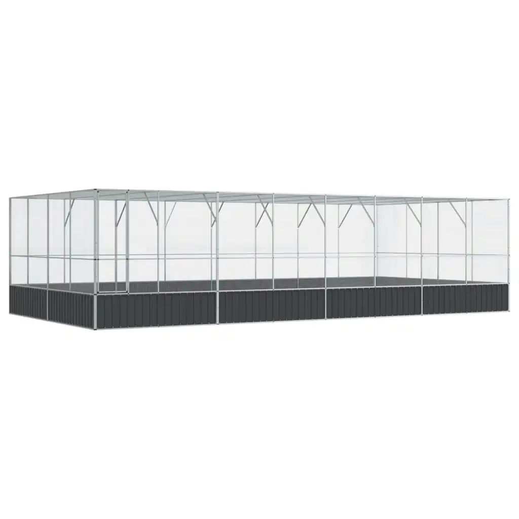 Aviary with Extension Silver 832x414x212 cm Steel 3214281